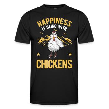 Le bonheur, c’est d’être avec Chickens Hühner - T-shirt sport Homme - noir - Devant - AI Model Male 178 dark (178cm)