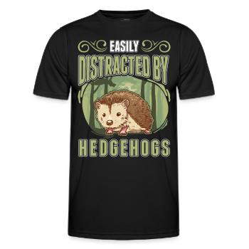 Facilement distrait par les hérissons Igel - T-shirt sport Homme - noir - Devant - AI Model Male 178 dark (178cm)