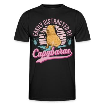 Easily distracted by Capybaras - Männer Funktions-T-Shirt - Schwarz - Vorne - AI Model Male 178 dark (178cm)