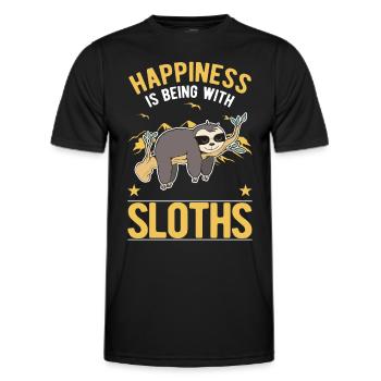 Sloth Luck Sloth - Men's Functional T-Shirt - black - Front - AI Model Male 178 dark (178cm)