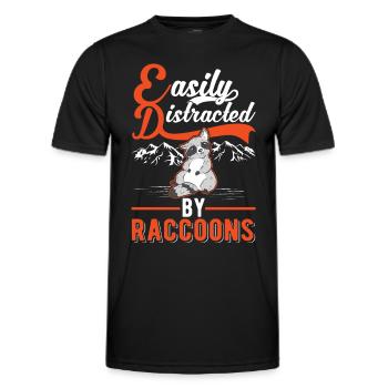 Easily distracted by Raccoons Raccoons Raccoon - Men's Functional T-Shirt - black - Front - AI Model Male 178 dark (178cm)