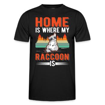 Home is where my raccoon is - Men's Functional T-Shirt - black - Front - AI Model Male 178 dark (178cm)