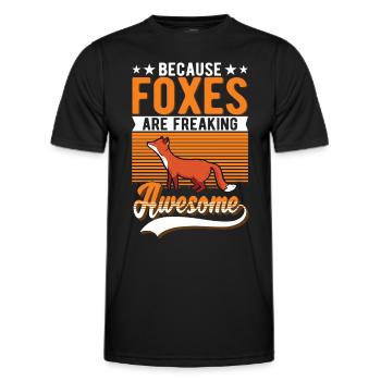 Because Foxes are freaking awesome Fuchs - Men's Functional T-Shirt - black - Front - AI Model Male 178 dark (178cm)