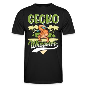 Gecko Whisperer Gecko Whisperer Leopard Gecko - Men's Functional T-Shirt - black - Front - AI Model Male 178 dark (178cm)