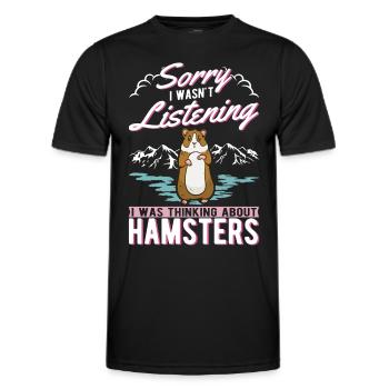 Hamster Hamster Roue Golden Hamster Hamster - T-shirt sport Homme - noir - Devant - AI Model Male 178 dark (178cm)