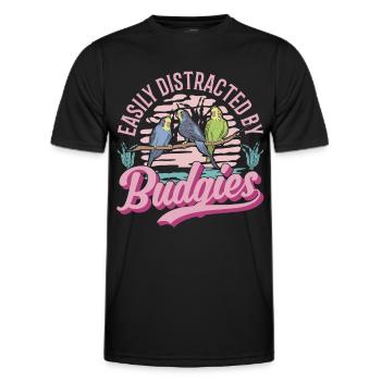 Easily distracted by Budgies Budgie - Men's Functional T-Shirt - black - Front - AI Model Male 178 dark (178cm)
