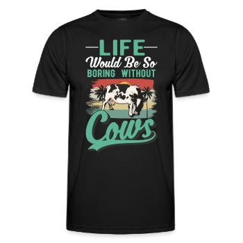 Vache éleveuse de bovins agriculteur vaches - T-shirt sport Homme - noir - Devant - AI Model Male 178 dark (178cm)