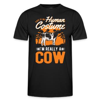 Costume de vache Éleveur de bovins - T-shirt sport Homme - noir - Devant - AI Model Male 178 dark (178cm)