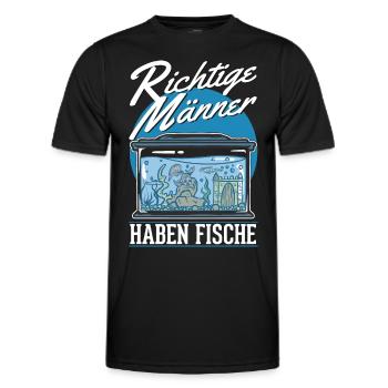 Richtige Männer haben Fische Aquarium Aquaristik - Männer Funktions-T-Shirt - Schwarz - Vorne - AI Model Male 178 dark (178cm)