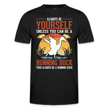 Indian Runner Duck Gift Running Duck - Men's Functional T-Shirt - black - Front - AI Model Male 178 dark (178cm)