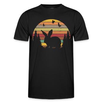 Kaninchen Retro Häschen Vintage Hase - Männer Funktions-T-Shirt - Schwarz - Vorne - AI Model Male 178 dark (178cm)