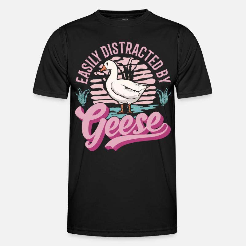 Easily distracted by Geese Gänsezüchter Gänse - Men's Functional T-Shirt - black