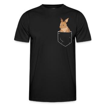 Kaninchen in Brusttasche Hase - Männer Funktions-T-Shirt - Schwarz - Vorne - AI Model Male 178 dark (178cm)