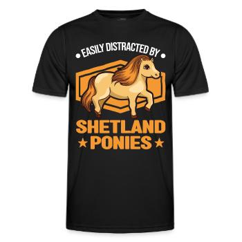 Easily distracted by Shetland Ponies Shetty - Männer Funktions-T-Shirt - Schwarz - Vorne - AI Model Male 178 dark (178cm)