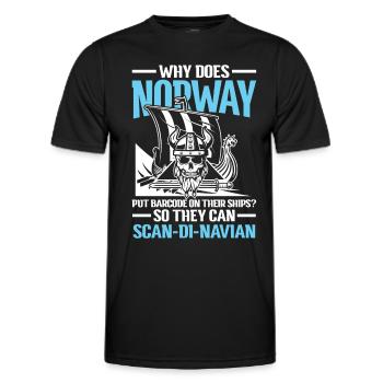 Norway Barcode On Their Ships Scan-Di-Navian - Männer Funktions-T-Shirt - Schwarz - Vorne - AI Model Male 178 dark (178cm)