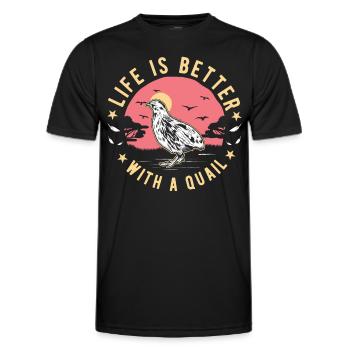 Das Leben ist besser mit einer Wachtel - Männer Funktions-T-Shirt - Schwarz - Vorne - AI Model Male 178 dark (178cm)