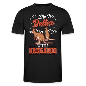 Life is better with kangaroos - Men's Functional T-Shirt - black - Front - AI Model Male 178 dark (178cm)