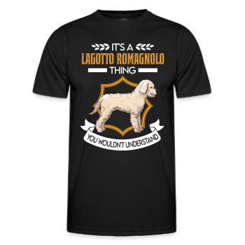 Lagotto Romagnolo Ding Wasserhund - Männer Funktions-T-Shirt - Schwarz - Vorne - AI Model Male 178 dark (178cm)