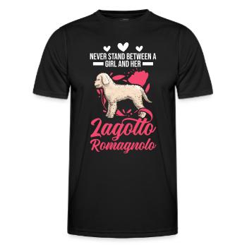 Lagotto Romagnolo Fille Chien d’Eau - T-shirt sport Homme - noir - Devant - AI Model Male 178 dark (178cm)