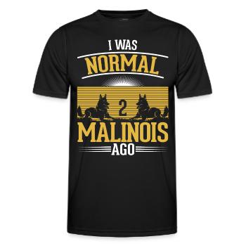 I was normal 2 Malinois ago Belgian Shepherd - Men's Functional T-Shirt - black - Front - AI Model Male 178 dark (178cm)