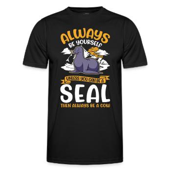 Seal Gift Sea Lion Seal Sea Lion - Men's Functional T-Shirt - black - Front - AI Model Male 178 dark (178cm)