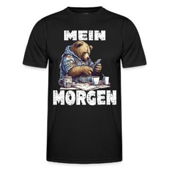 Mein Morgen Bär Zeitung Lesen - Männer Funktions-T-Shirt - Schwarz - Vorne - AI Model Male 178 dark (178cm)