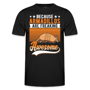 Because Armadillos are freaking awesome Gürteltier - Men's Functional T-Shirt - black - Front - AI Model Male 178 dark (178cm)