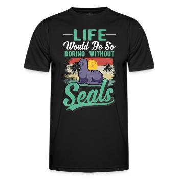 Cadeau de phoque Phoque Lion de mer - T-shirt sport Homme - noir - Devant - AI Model Male 178 dark (178cm)