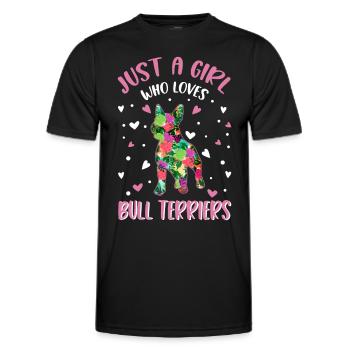 Bull Terrier Fille Miniature Bull Terrier - T-shirt sport Homme - noir - Devant - AI Model Male 178 dark (178cm)