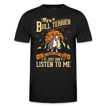 Bull Terrier ouïe Miniature Bull Terrier - T-shirt sport Homme - noir - Devant - AI Model Male 178 dark (178cm)