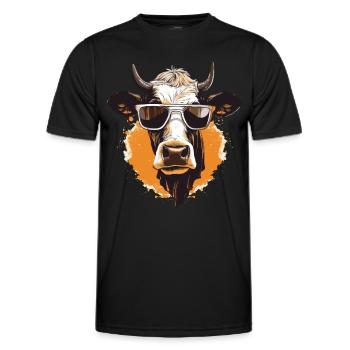 Kuh mit Sonnenbrille - Männer Funktions-T-Shirt - Schwarz - Vorne - AI Model Male 178 dark (178cm)