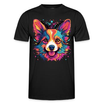 Welsh Corgi Colorful - Männer Funktions-T-Shirt - Schwarz - Vorne - AI Model Male 178 dark (178cm)