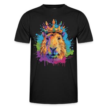 Capybara avec couronne capybara - T-shirt sport Homme - noir - Devant - AI Model Male 178 dark (178cm)
