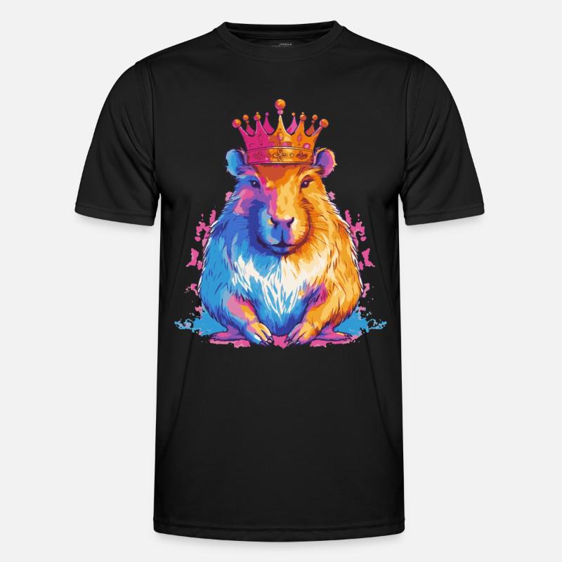 Capybara with crown capybara - Men's Functional T-Shirt - black