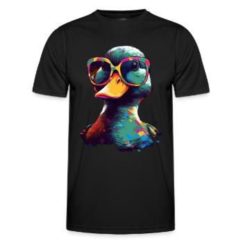 Ducks with sunglasses - Men's Functional T-Shirt - black - Front - AI Model Male 178 dark (178cm)