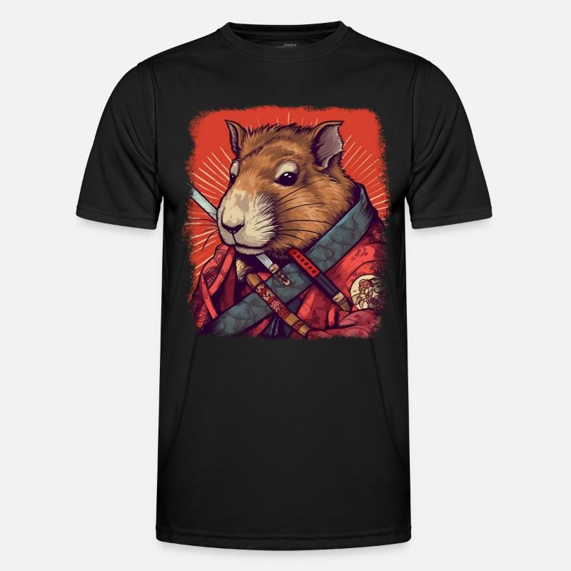 Capybara Samurai Wasserschwein - Männer Funktions-T-Shirt - Schwarz