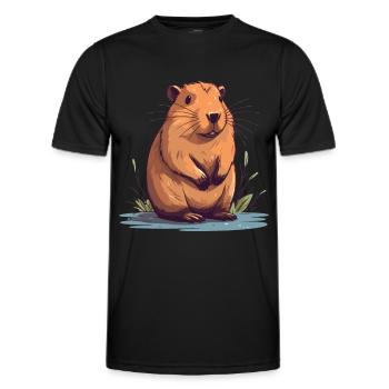Capybara in Nature Wasserschwein - Männer Funktions-T-Shirt - Schwarz - Vorne - AI Model Male 178 dark (178cm)