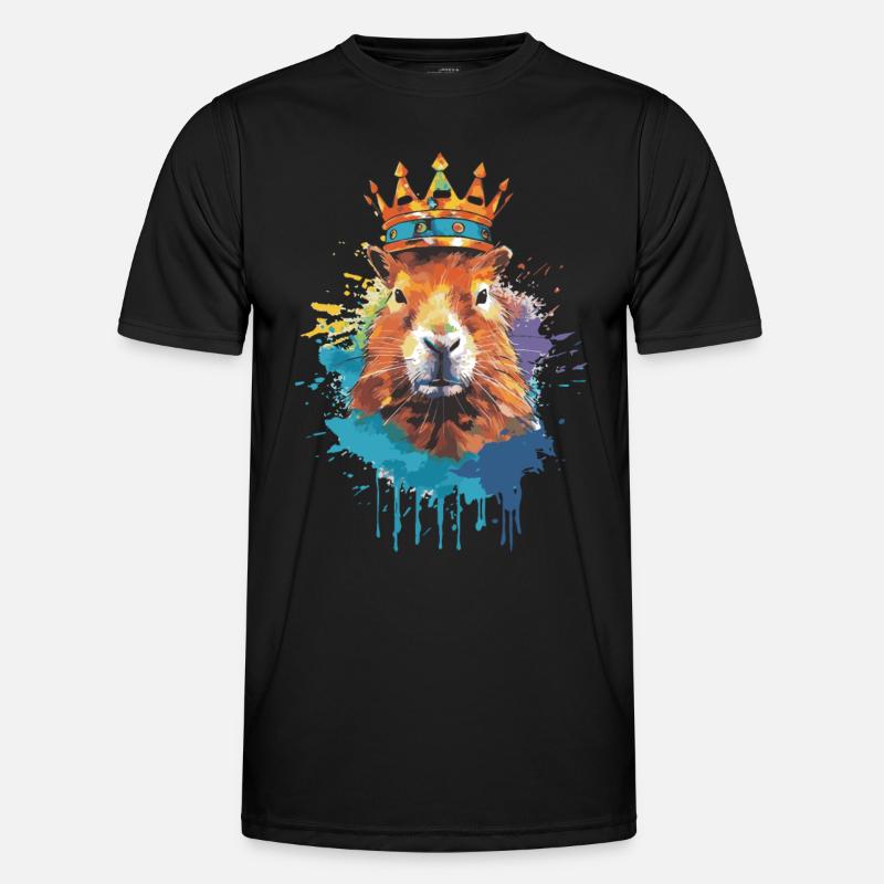 Capybara with crown capybara - Men's Functional T-Shirt - black