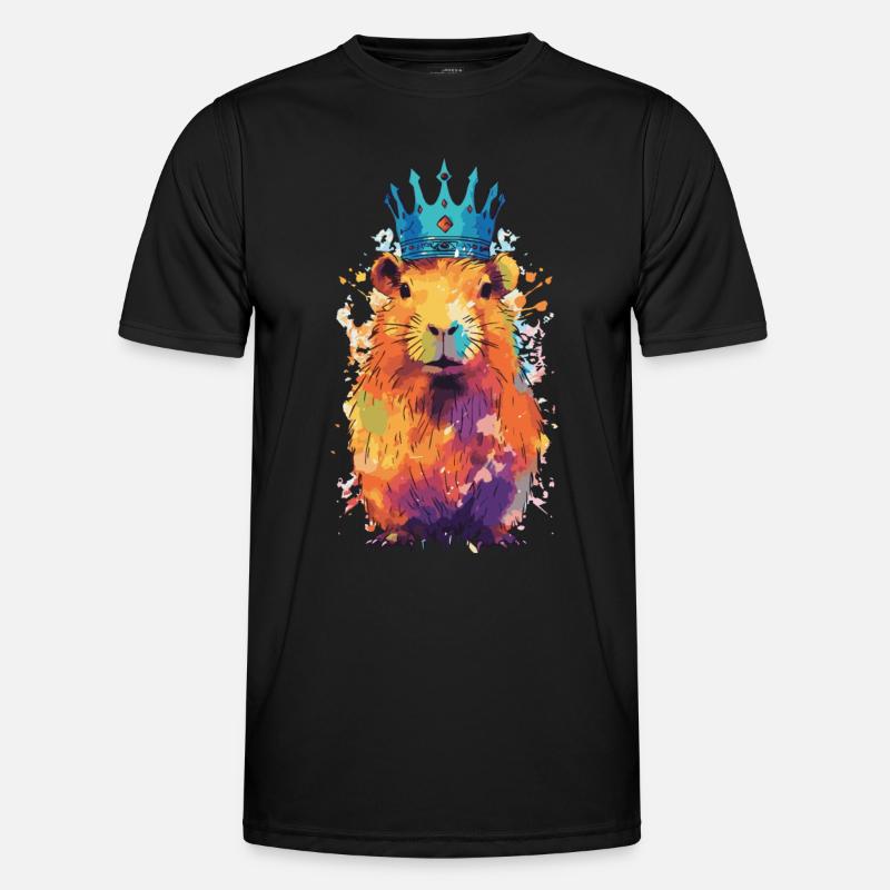 Capybara with crown capybara - Men's Functional T-Shirt - black