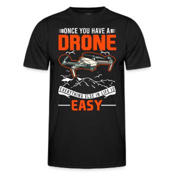 Drone Drone Pilot Quadcopter - T-shirt sport Homme - noir - Devant - AI Model Male 178 dark (178cm)