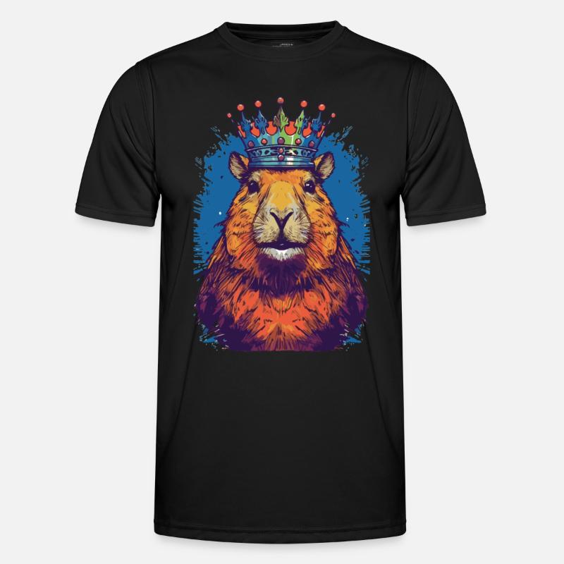 Capybara with crown capybara - Men's Functional T-Shirt - black