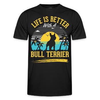 Das Leben ist beser mit einem Bullterrier - Männer Funktions-T-Shirt - Schwarz - Vorne - AI Model Male 178 dark (178cm)
