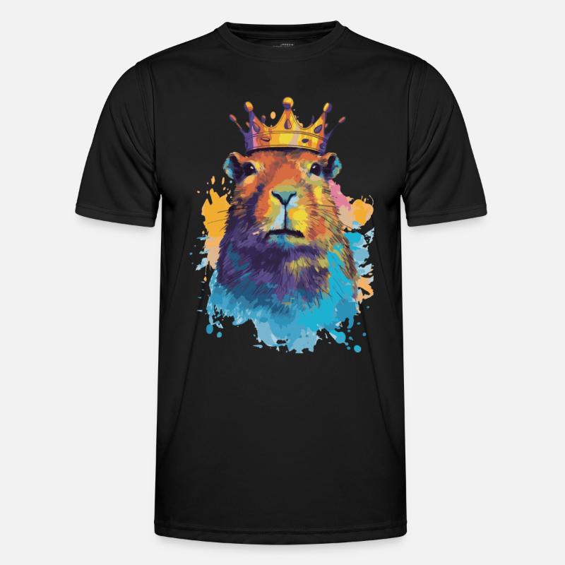 Capybara with crown capybara - Men's Functional T-Shirt - black