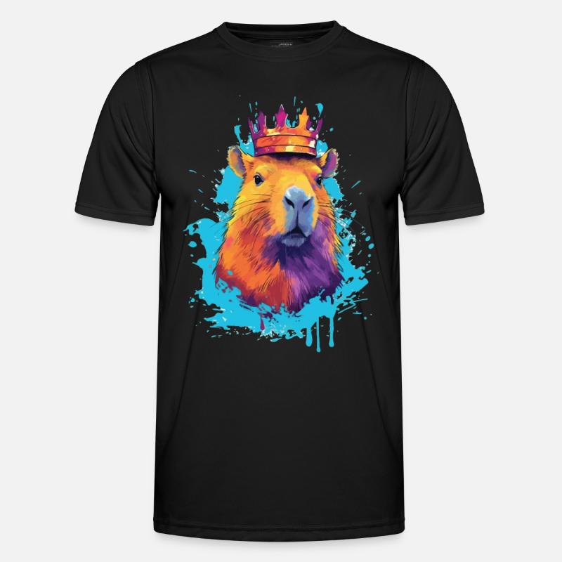 Capybara with capybara crown - Men's Functional T-Shirt - black