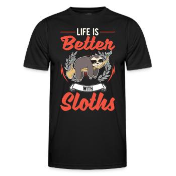 La vie est meilleure avec les paresseux - T-shirt sport Homme - noir - Devant - AI Model Male 178 dark (178cm)