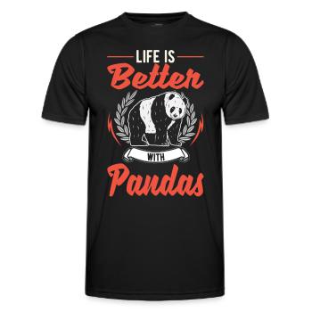 Life is better with pandas - Men's Functional T-Shirt - black - Front - AI Model Male 178 dark (178cm)