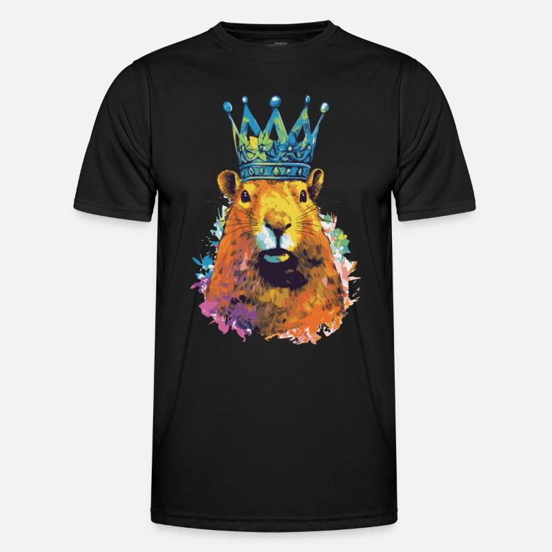 Capybara with crown capybara - Men's Functional T-Shirt - black