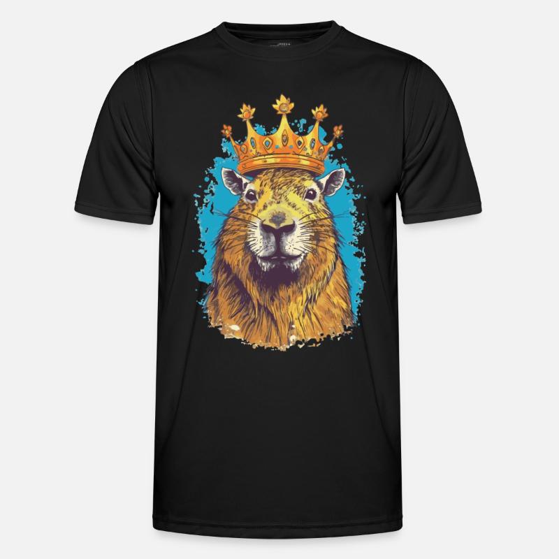 Capybara with crown capybara - Men's Functional T-Shirt - black