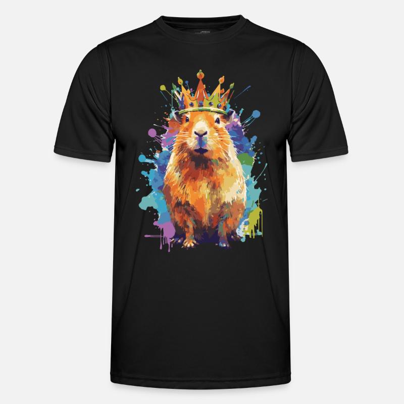 Capybara with crown capybara - Men's Functional T-Shirt - black