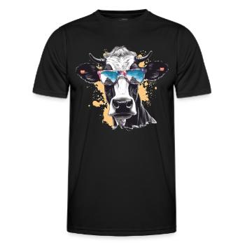 Kuh mit Sonnenbrille - Männer Funktions-T-Shirt - Schwarz - Vorne - AI Model Male 178 dark (178cm)